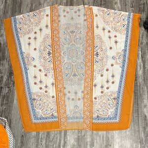 Paisley Print Kimono with Orange Accents